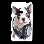 Coque Nokia Lumia 625 Bulldog français avec casque de musique