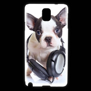 Coque Samsung Galaxy Note 3 Bulldog français avec casque de musique