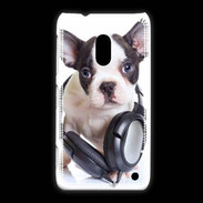 Coque Nokia Lumia 620 Bulldog français avec casque de musique