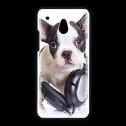 Coque HTC One Mini Bulldog français avec casque de musique