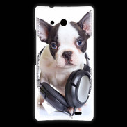 Coque Huawei Ascend Mate Bulldog français avec casque de musique