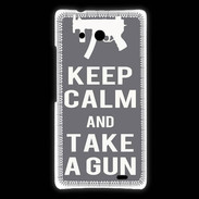 Coque Huawei Ascend Mate Keep Calm Take a gun Gris