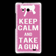 Coque Huawei Ascend Mate Keep Calm Take a gun Rose