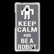 Coque Huawei Ascend Mate Keep Calm Be a Robot Gris
