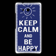 Coque Huawei Ascend Mate Keep Calm Be Happy Bleu