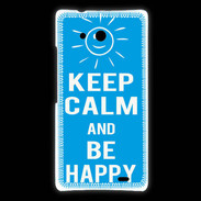 Coque Huawei Ascend Mate Keep Calm Be Happy Cyan