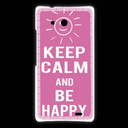 Coque Huawei Ascend Mate Keep Calm Be Happy Rose