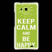 Coque Huawei Ascend Mate Keep Calm Be Happy Vert pomme