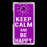 Coque Huawei Ascend Mate Keep Calm Be Happy Violet