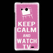 Coque Huawei Ascend Mate Keep Calm Watch TV Rose