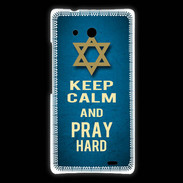 Coque Huawei Ascend Mate Keep Calm and Pray jewish BLeu