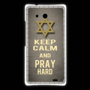 Coque Huawei Ascend Mate Keep Calm and Pray jewish Gris