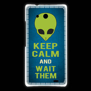 Coque Huawei Ascend Mate Keep Calm and Wait Alien Bleu