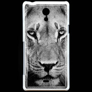 Coque Sony Xperia T Lion en noir et blanc
