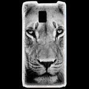 Coque LG P990 Lion en noir et blanc