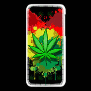 Coque iPhone 5C Feuille de cannabis et cœur Rasta