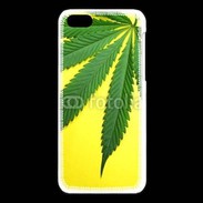 Coque iPhone 5C Feuille de cannabis sur fond jaune