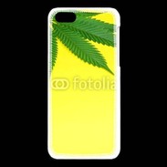Coque iPhone 5C Feuille de cannabis sur fond jaune 2
