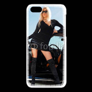 Coque iPhone 5C Femme blonde sexy voiture noire