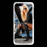 Coque iPhone 5C Femme blonde sexy voiture noire 5