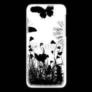 Coque iPhone 5C Papillon en noir et blanc