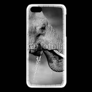 Coque iPhone 5C Elephant d'Afrique en noir et blanc