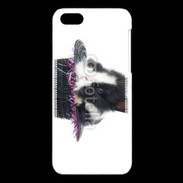 Coque iPhone 5C Lapin noir et blanc dans un chapeau