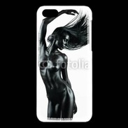 Coque iPhone 5C Femme nue body painting noir et blanc 1 