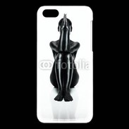 Coque iPhone 5C Femme nue body painting noir et blanc 2