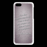 Coque iPhone 5C Tragédie Violet Citation Oscar Wilde