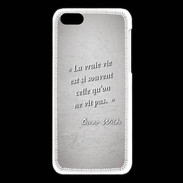 Coque iPhone 5C Vrai vie Gris Citation Oscar Wilde