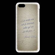 Coque iPhone 5C Vrai vie Sepia Citation Oscar Wilde