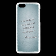 Coque iPhone 5C Vrai vie Turquoise Citation Oscar Wilde