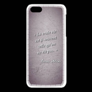 Coque iPhone 5C Vrai vie Violet Citation Oscar Wilde