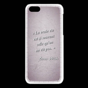 Coque iPhone 5C Vrai vie Rose Citation Oscar Wilde