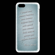 Coque iPhone 5C Bons heureux Turquoise Citation Oscar Wilde