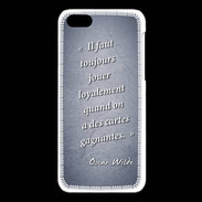 Coque iPhone 5C Cartes gagnantes Bleu Citation Oscar Wilde