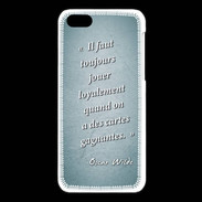 Coque iPhone 5C Cartes gagnantes Turquoise Citation Oscar Wilde