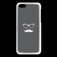 Coque iPhone 5C moustache gris & blanc