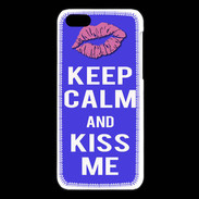 Coque iPhone 5C Keep Calm Kiss me Bleu