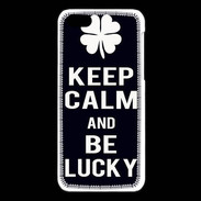 Coque iPhone 5C Keep Calm Be lucky Noir