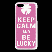 Coque iPhone 5C Keep Calm Be Lucky Rose
