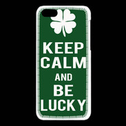 Coque iPhone 5C Keep Calm Be lucky Vert