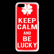 Coque iPhone 5C Keep Calm Be Lucky Rouge