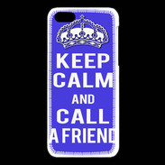 Coque iPhone 5C Keep Calm Call friend Bleu