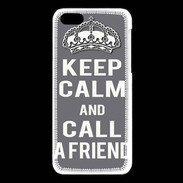 Coque iPhone 5C Keep Calm Call friend Gris