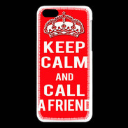 Coque iPhone 5C Keep Calm Call friend Rouge