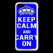 Coque iPhone 5C Keep Calm Carry on Bleu
