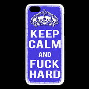 Coque iPhone 5C Keep Calm Fuck hard bleu