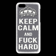 Coque iPhone 5C Keep calm Fuck hard Gris